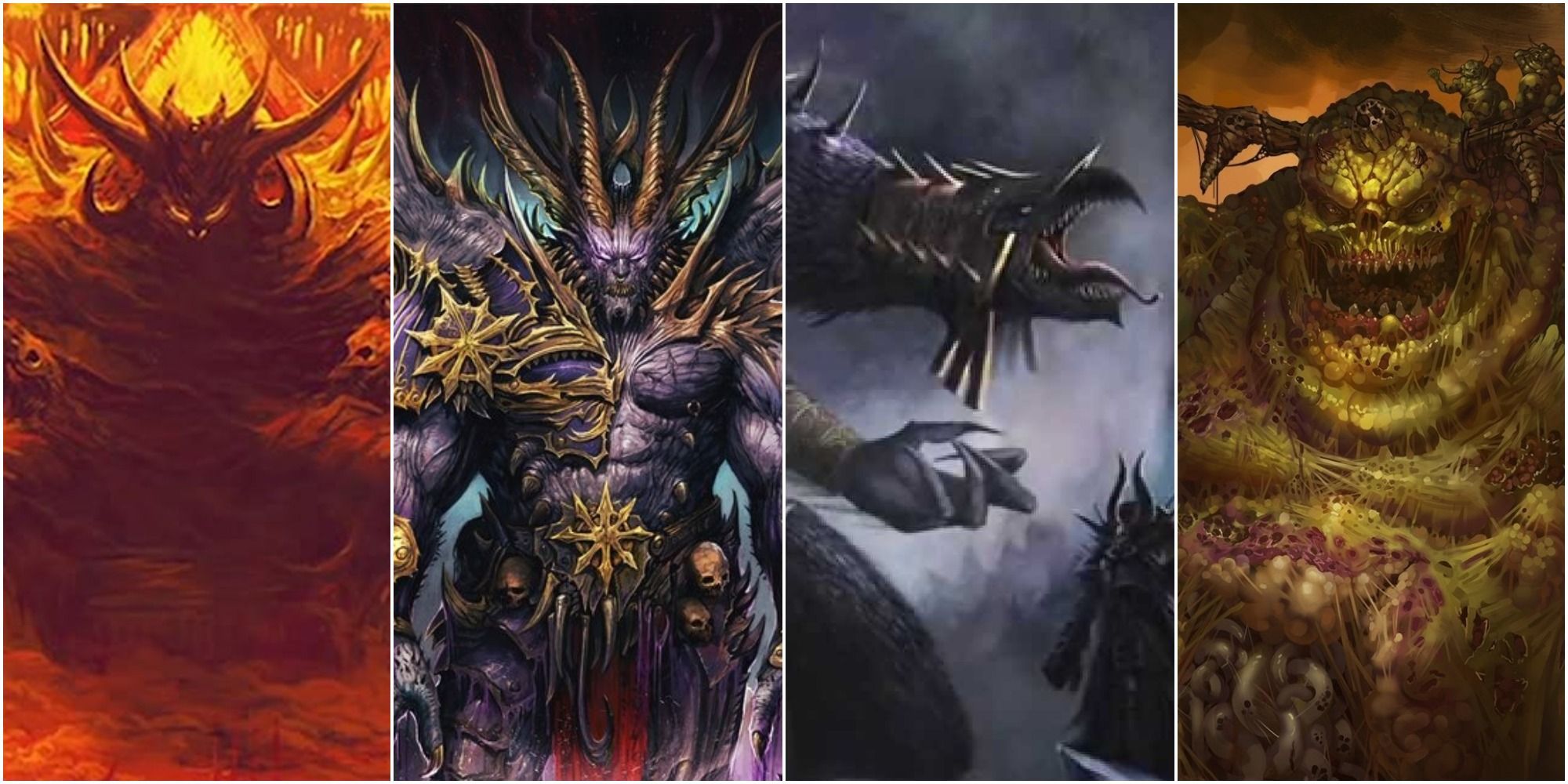 warhammer 40K khorne, slaanesh, tzeentch, and nurgle